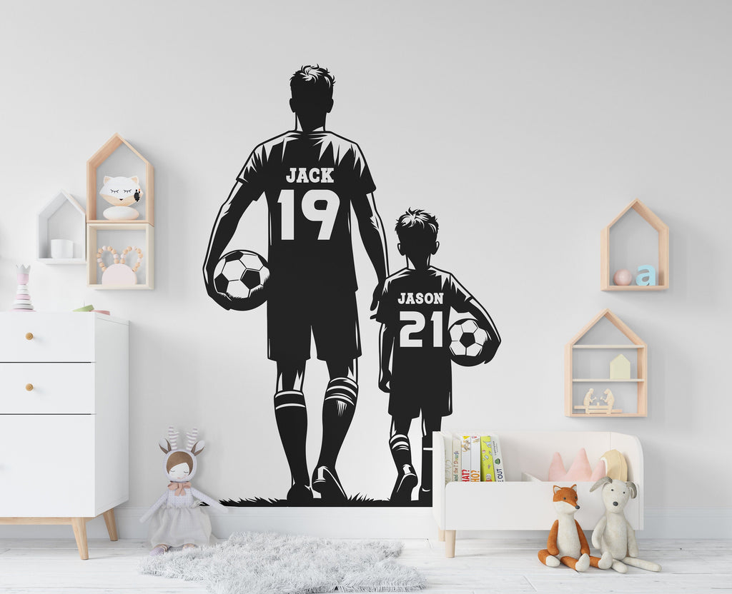 Father Son Soccer wall decor, Football Wall Decal Sport Vinyl, Football stickers, Boys Goal Wall Art, Wall Stickers, Kids Room, Decor 230RS