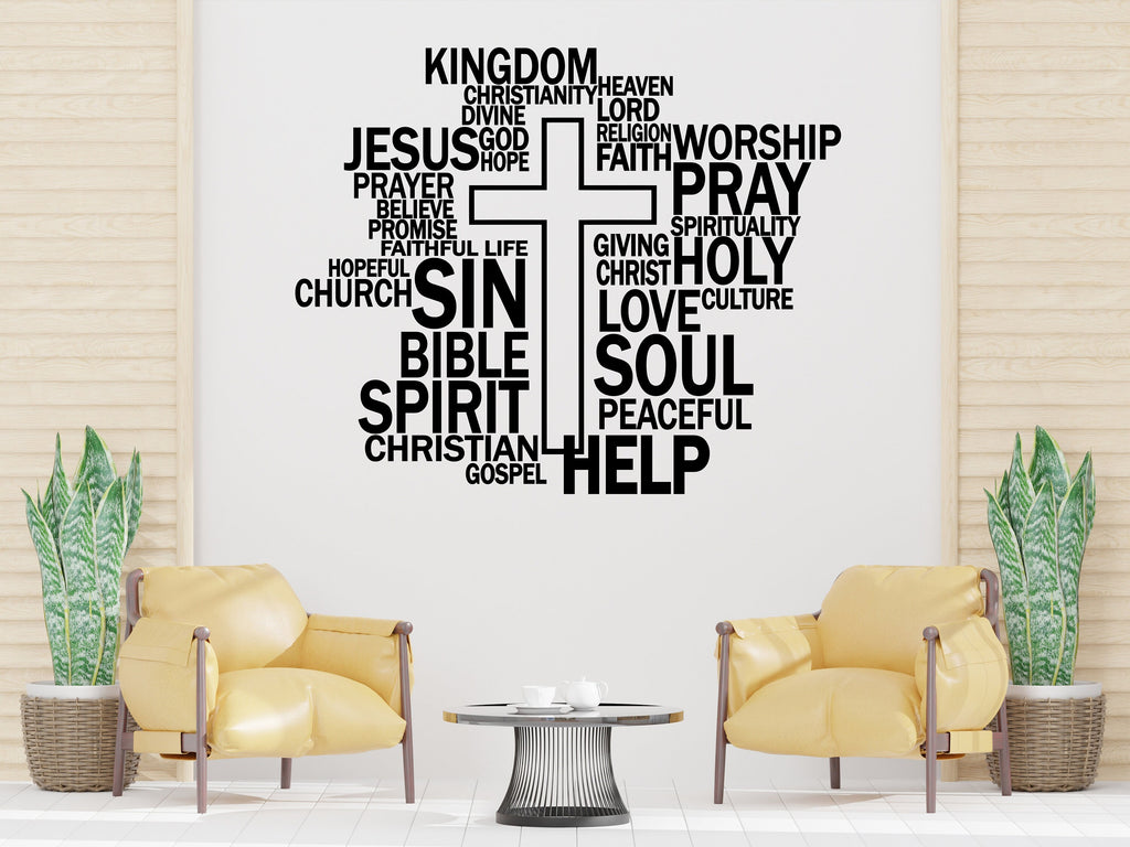 Christian Wall Words, Jesus Word CLoud, Religious Wall Sign, Church Sanctuary Wall Art, Church Wall Decor, Religious Wall Art 312LU