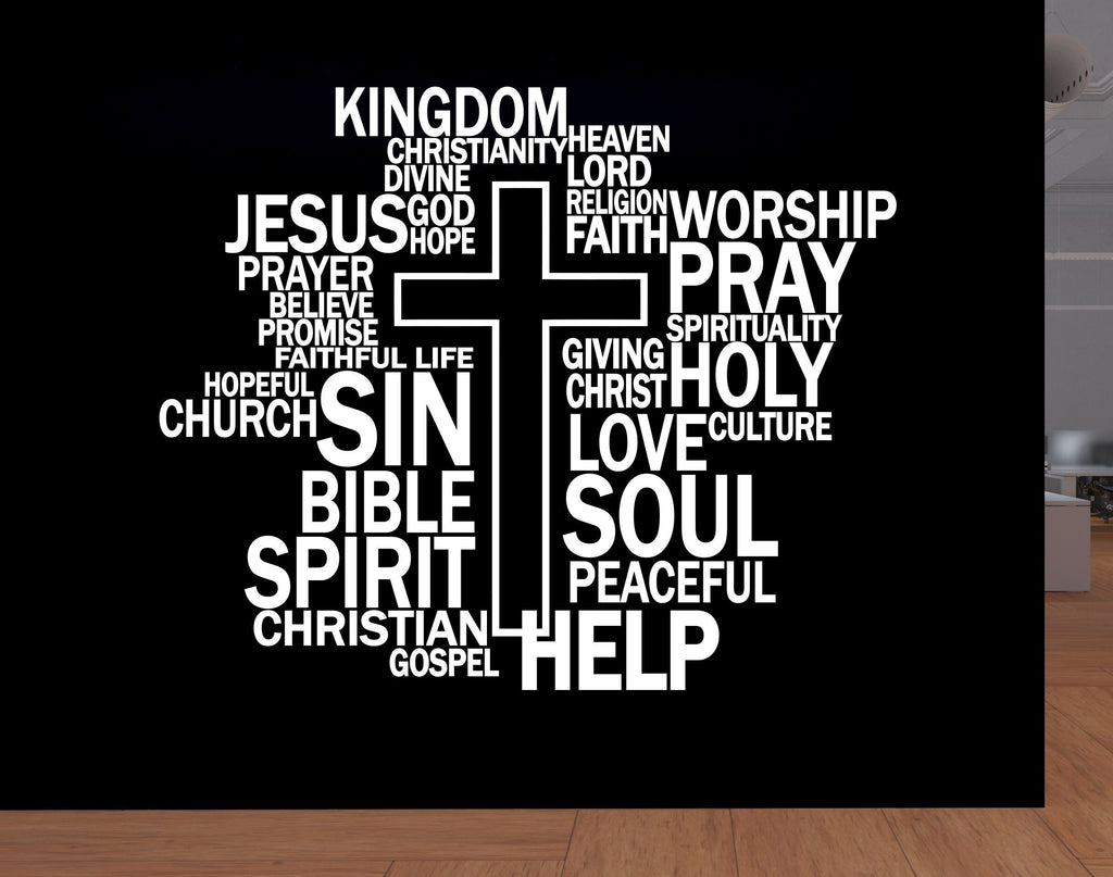 Christian Wall Words, Jesus Word CLoud, Religious Wall Sign, Church Sanctuary Wall Art, Church Wall Decor, Religious Wall Art 312LU