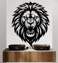 Load image into Gallery viewer, Lion Angry wall decal Animal Wall decor Safari Lion wall art Decal Lion Lover Animals Lion Wall Bathroom Wall Decals Stickers Vinyl 010DE