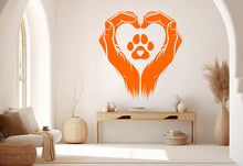Load image into Gallery viewer, Hand and paw Love wall decal Dad Dog decor Dog wall art Decal Dog Lover Animals wall decal Dog Wall Bathroom Decals Stickers Vinyl 237RS