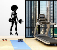 Load image into Gallery viewer, Gym Wall Decal Afro Girl Power fitness Quote Decor Workout Art Vinyl Gym Wall Stickers Bedroom Gym Workout Girl Motivation Crossfit 239RS