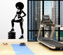 Load image into Gallery viewer, Gym Wall Decal Afro Girl Power fitness Quote Decor Workout Art Vinyl Stickers Bedroom Girl Motivation Crossfit 240RS