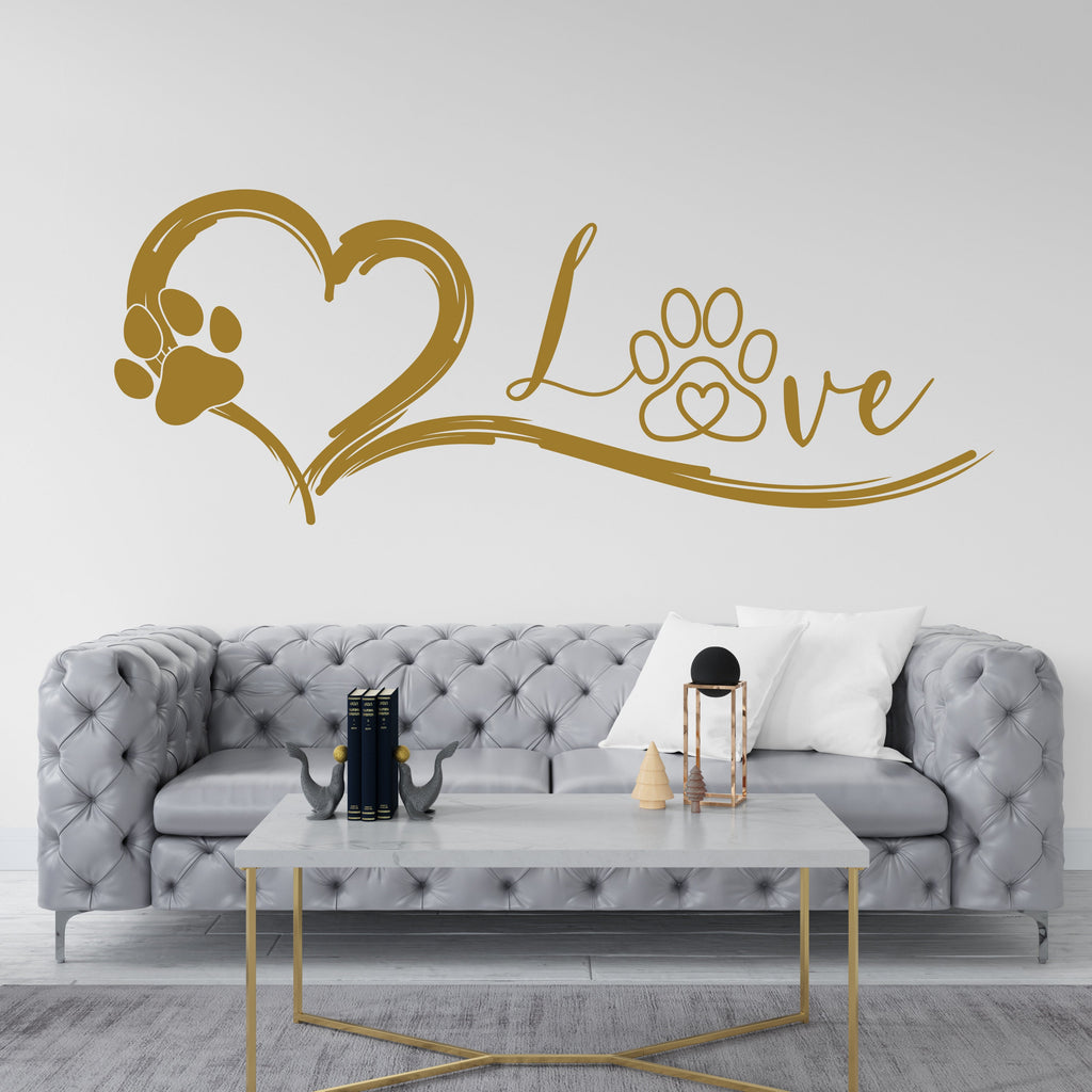 Heart Paws Dog Wall Decor, Dog Lover Wall Decals, Dog Wall Art, Dog Lover Stickers Bedroom Wall Vinyl Nursery Wall Decals Art 015DE