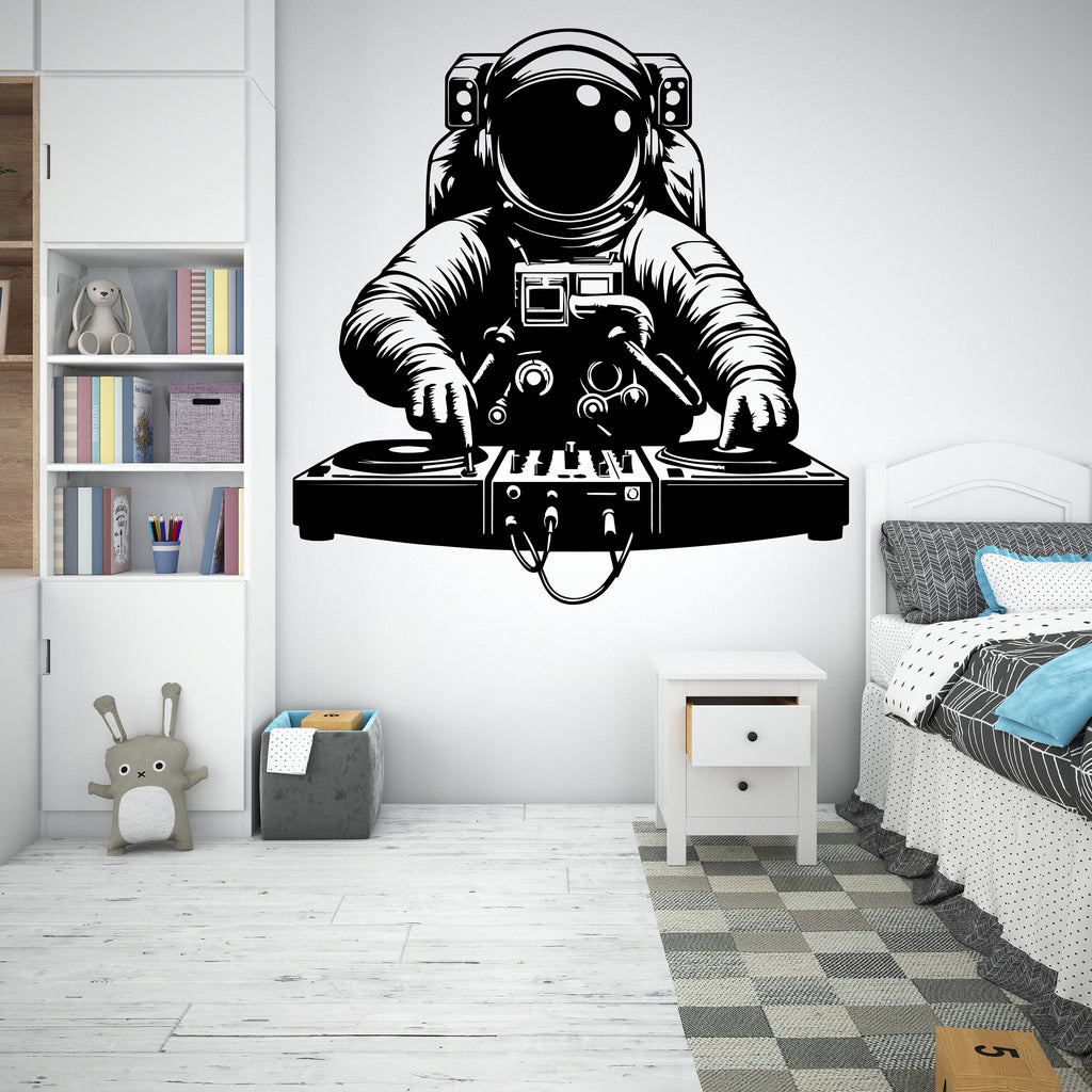 Astronaut Dj Playing music wall decor, Astronaut Wall Decals Stars, Space, Girl, Boy, Gifts, Bedroom, Vinyl, Wall Art, Planet 247RS