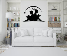 Load image into Gallery viewer, Sister and Brother Reading Book Library vinyl wall art decals, education decals, reading room, nurseries, school, kids gifts, Mom Gift 296LU