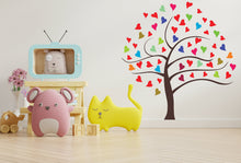 Load image into Gallery viewer, Tree Nursery Decal, Tree Nursery Sticker, Colorful Tree with Hearts Nursery Wall Decor, Tree Nursery Wall Art 297LU