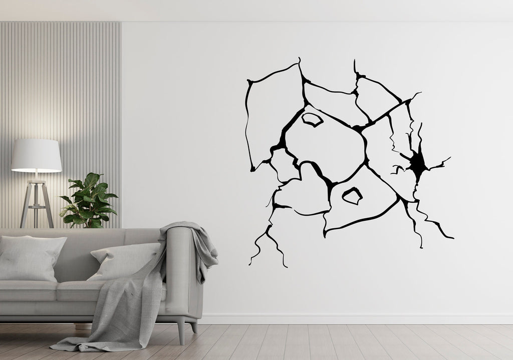 Crack wall wall decal, Cracked wall sticker, Cracked Broken vinyl wall art wall decals, Nursery wall decor, Gamer room decals 299LU