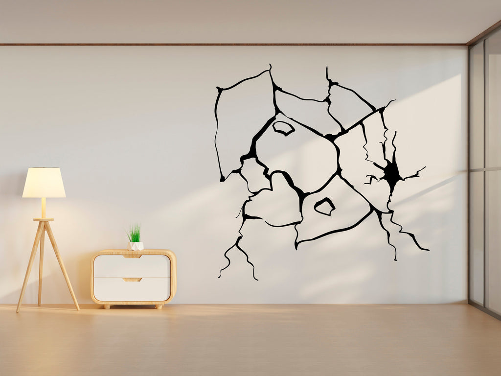 Crack wall wall decal, Cracked wall sticker, Cracked Broken vinyl wall art wall decals, Nursery wall decor, Gamer room decals 299LU