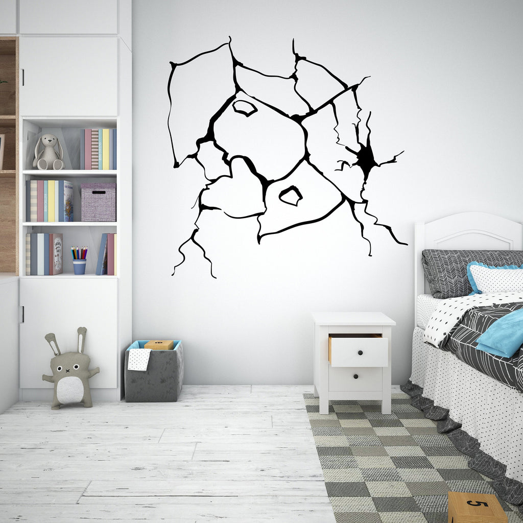 Crack wall wall decal, Cracked wall sticker, Cracked Broken vinyl wall art wall decals, Nursery wall decor, Gamer room decals 299LU