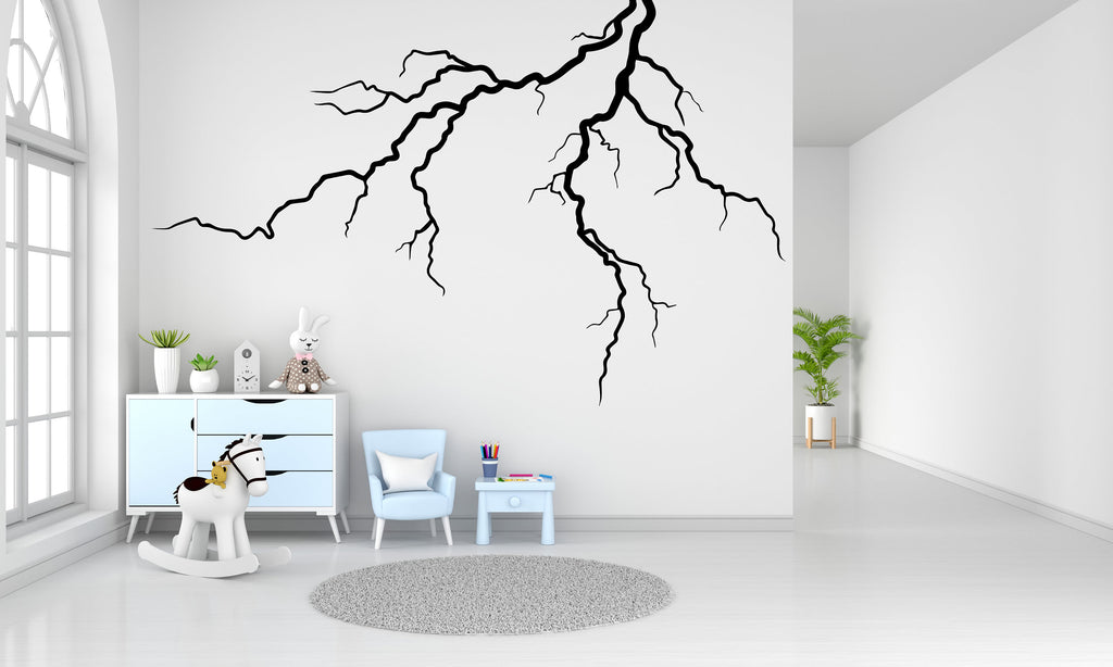 Thunder Bolt Wall mural decals decor, Lightning strike wall decal, Lightning bolt wall decal sticker, Nature storm wall vinyl decal 301LU