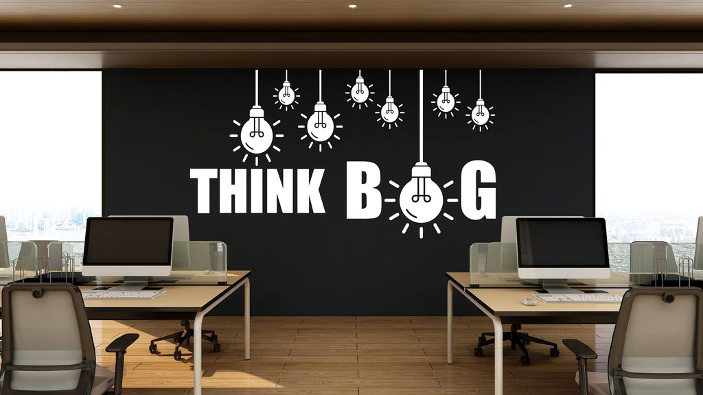 Think Big Idea Lightbulb Motivational Inspirational Wall Decal Sticker for Office, Office Wall Decal Idea Teamwork, Office Wall Decor 321LU