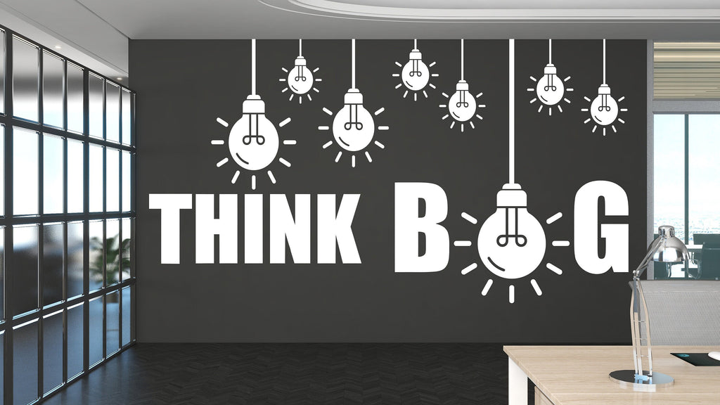 Think Big Idea Lightbulb Motivational Inspirational Wall Decal Sticker for Office, Office Wall Decal Idea Teamwork, Office Wall Decor 321LU