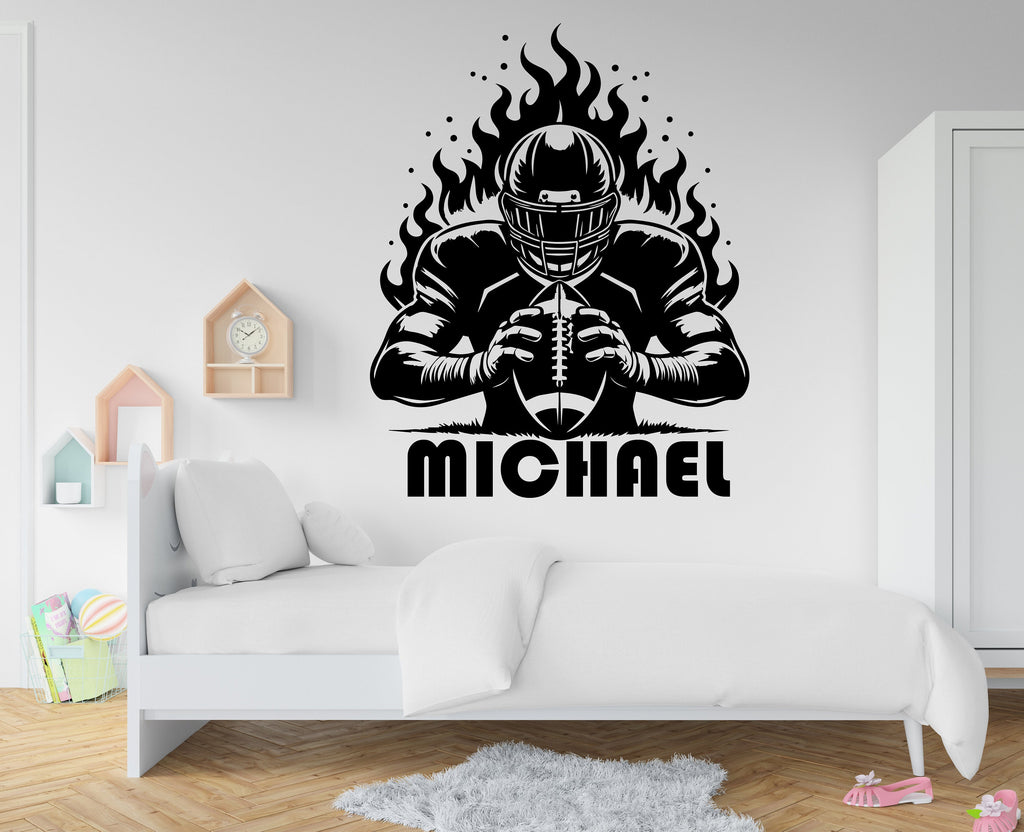 Large Custom Name American Football wall decal Sport Wall Decal Kids Decal Personalized Gifts wall Vinyl Wall Sticker Boy Room 248RS