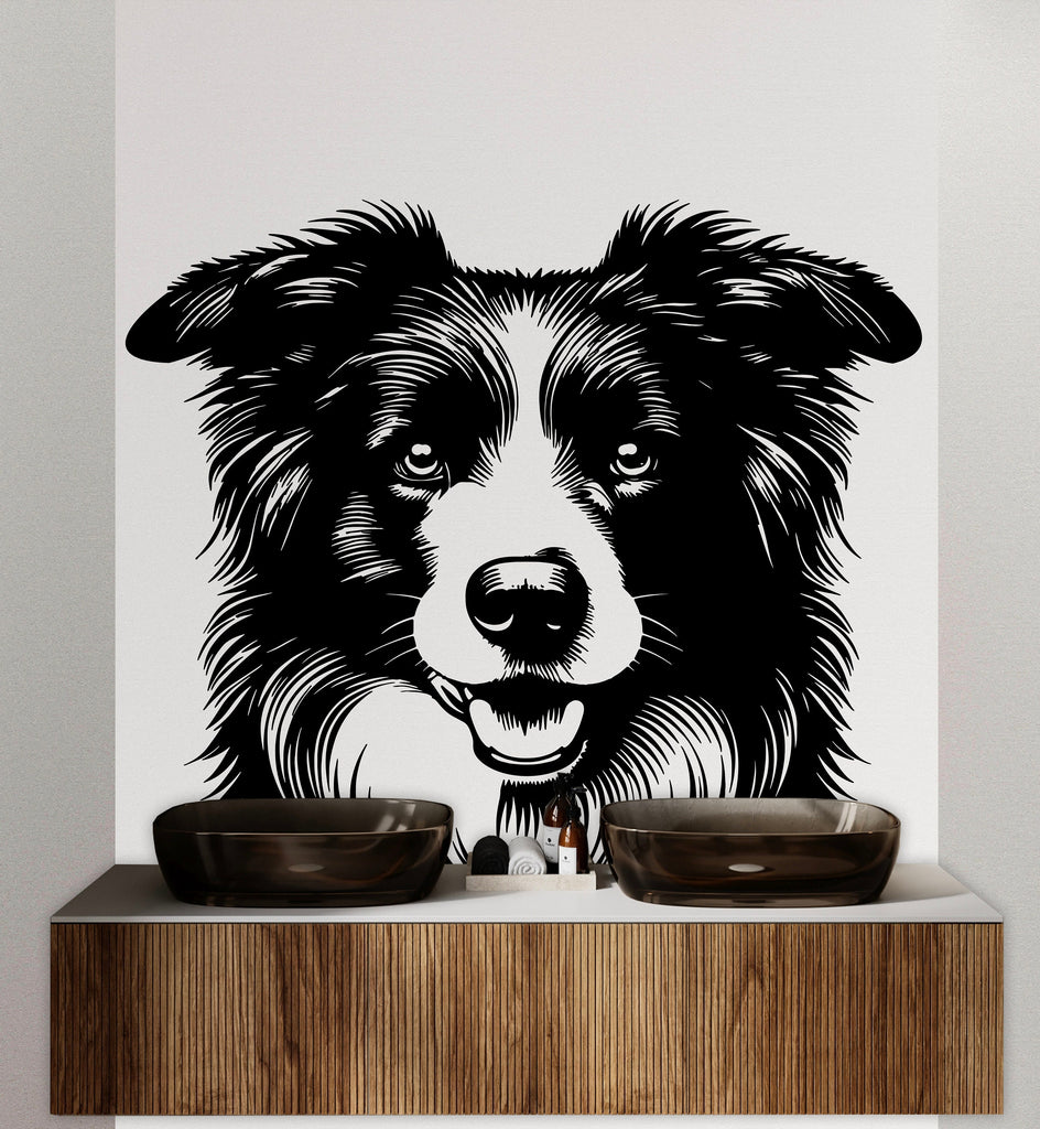Border Collie Dog wall decal Dog decor Dog kids Dog wall art Decal Dog Lover Animals Dog Wall Bathroom Wall Decals Stickers Vinyl 031DE