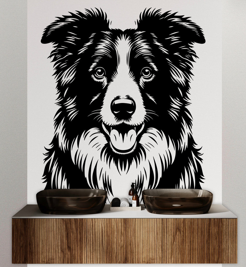 Border Collie Dog wall decal Dog decor Dog kids Dog wall art Decal Dog Lover Animals Dog Wall Bathroom Wall Decals Stickers Vinyl 032DE