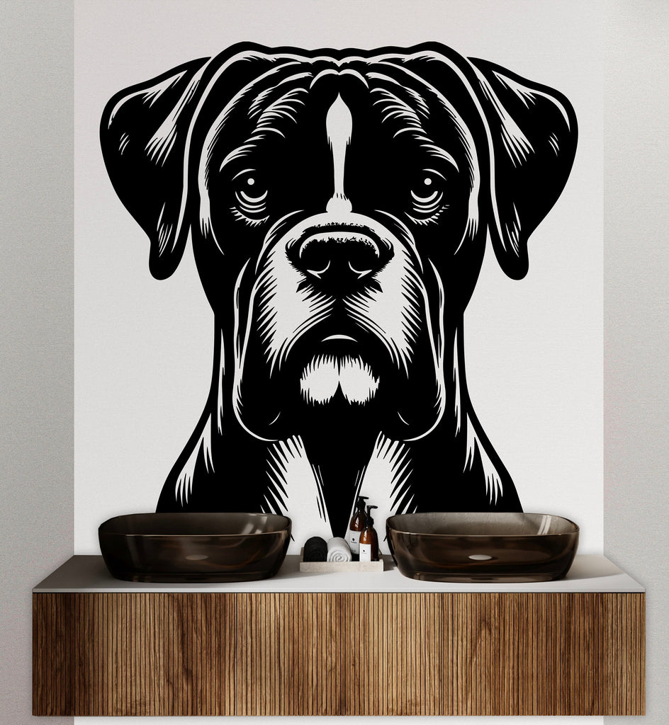 Boxer Dog wall decal Dog decor Dog kids Dog wall art Decal Dog Lover Animals Dog Wall Bathroom Wall Decals Stickers Vinyl 034DE