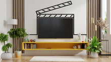 Load image into Gallery viewer, Clapperboard Wall Decal for TV, Film clap board Tv Decor, Home Cinema wall decal, Theater Room Decor, Family room vinyl sticker mural 306LU