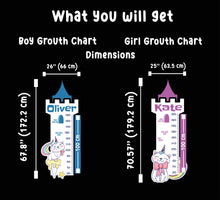 Load image into Gallery viewer, Growth Chart Ruler Decal, DIY Vinyl Kids Growth Chart Ruler Decal for Boys and Girls, Height Measurement Ruler for Wall Nursery Decor 324LU