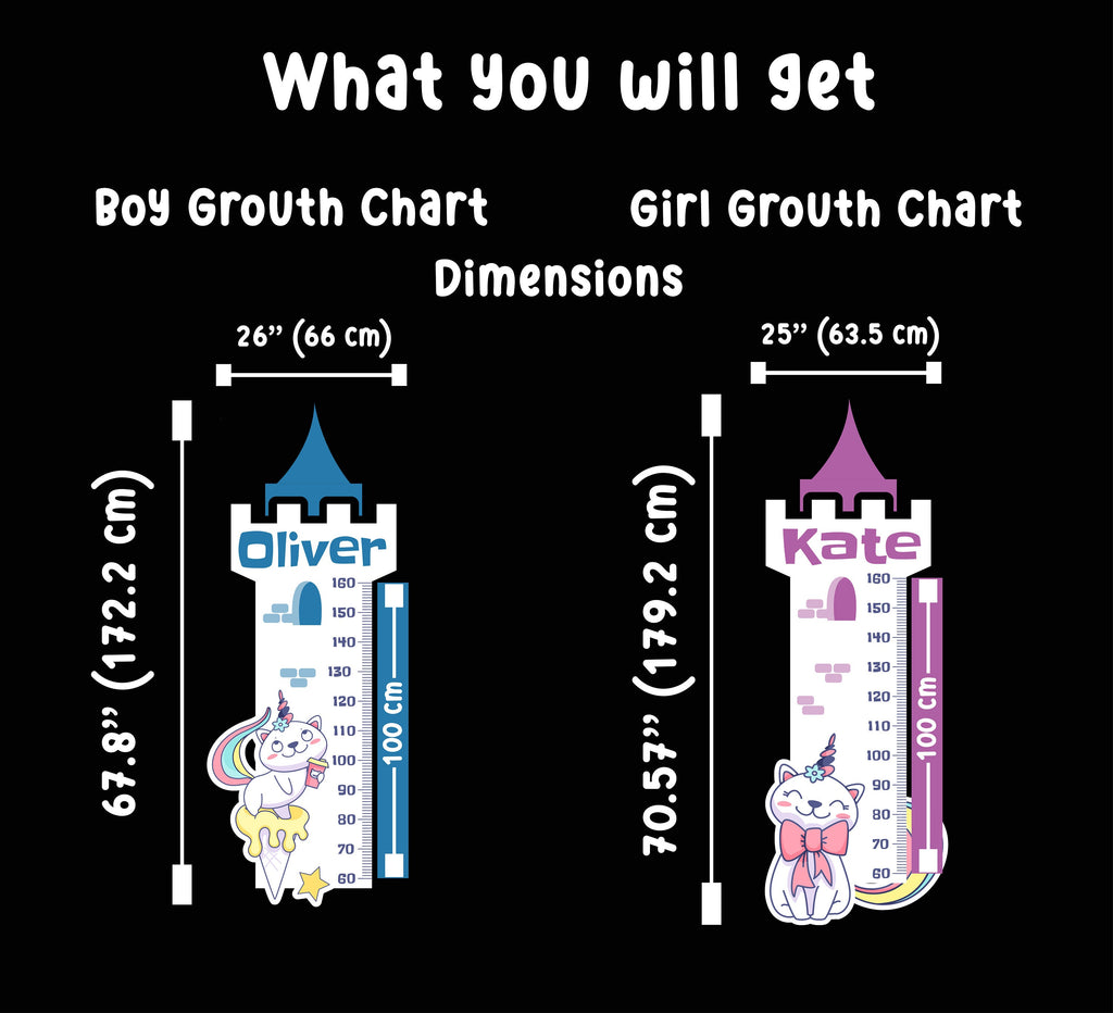 Growth Chart Ruler Decal, DIY Vinyl Kids Growth Chart Ruler Decal for Boys and Girls, Height Measurement Ruler for Wall Nursery Decor 324LU