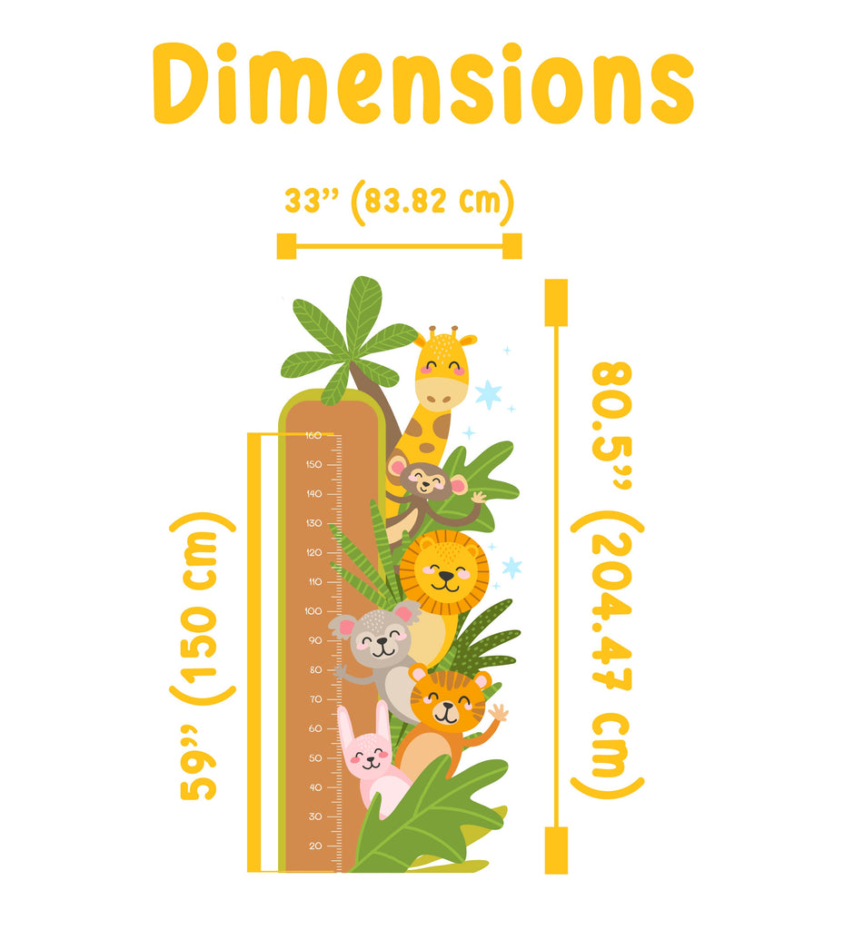 Growth Chart Ruler Decal, DIY Vinyl Kids Growth Chart Ruler Decal for Boys and Girls, Height Measurement Ruler for Wall Nursery Decor 325LU