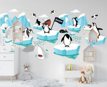 Load image into Gallery viewer, Arctic Wall Decor, Arctic Animals decal, Penguins Whale Iceberg Antarctica Nursery Wall Decal, Nursery Decor, Polar Bear, Arctic World 307LU