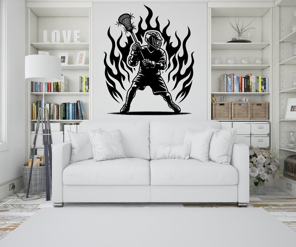 Lacrosse Player wall decal Sport Wall Decal Kids Decal Personalized Lacrosse wall Vinyl Wall Sticker Boy Room Nursery Kids Gifts 251RS