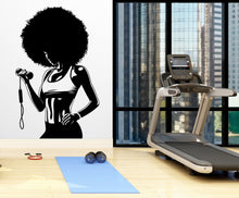 Load image into Gallery viewer, Gym Wall Decal Afro Girl Power fitness Quote Decor Workout Art Vinyl Gym Wall Stickers Bedroom Gym Workout Girl Motivation Crossfit 214RS