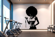 Load image into Gallery viewer, Gym Wall Decal Afro Girl Power fitness Quote Decor Workout Art Vinyl Gym Wall Stickers Bedroom Gym Workout Girl Motivation Crossfit 214RS