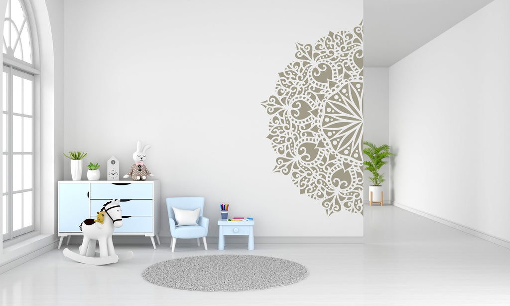 Half Mandala, Mandala Wall Art, Sacred Geometry, Mandala Sticker, Yoga, Mandala Wall Decal, Mandala Decor, Wall Decal Mandala, Gift 328LU