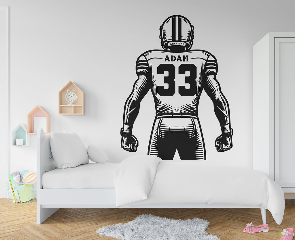 Large Custom Name American Football wall decal Sport Wall Decal Kids Decal Personalized Gifts wall Vinyl Wall Sticker Boy Room 223RS