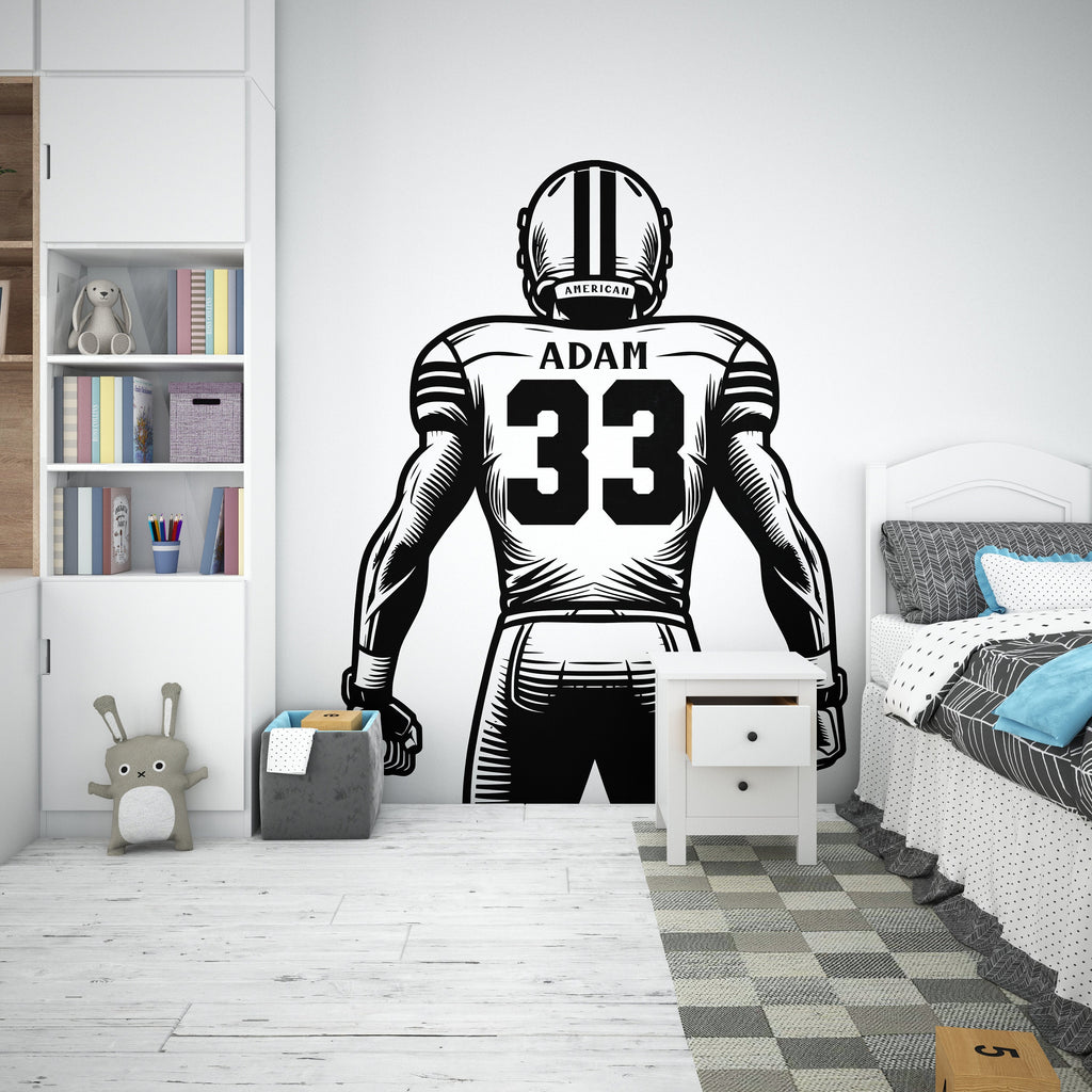 Large Custom Name American Football wall decal Sport Wall Decal Kids Decal Personalized Gifts wall Vinyl Wall Sticker Boy Room 223RS