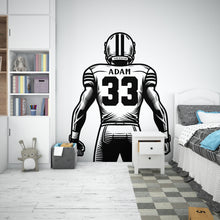 Load image into Gallery viewer, Large Custom Name American Football wall decal Sport Wall Decal Kids Decal Personalized Gifts wall Vinyl Wall Sticker Boy Room 223RS