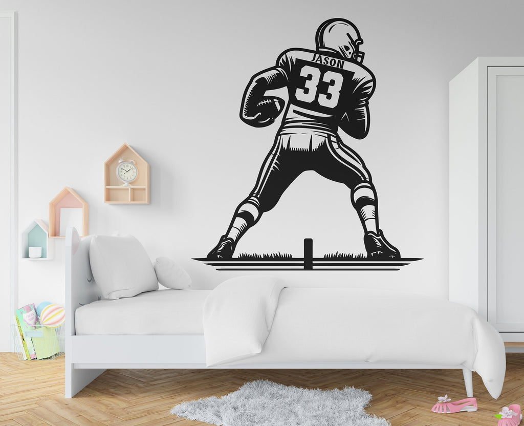 Large Custom Name American Football wall decal Sport Wall Decal Kids Decal Personalized Gifts wall Vinyl Wall Sticker Boy Room 224RS