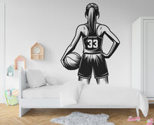Load image into Gallery viewer, Large Custom Name Basketball Girl wall decal Sport Wall Decal Kids Decal Personalized Gifts wall Vinyl Wall Sticker Boy Room 226RS