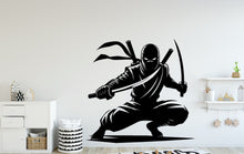Load image into Gallery viewer, Ninja Wall Decal Ninja Art Wall Decal Sports Vinyl Ninja Gifts Kicks Wall Stickers Sport Kids Room Black Belt Judo Jiu Jitsu MMA Art 044DE