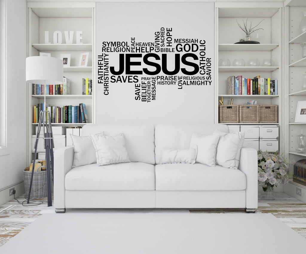 Jesus Word CLoud, Religious Wall Sign, Christian Wall Words, Church Sanctuary Wall Art, Church Wall Decor, Religious Wall Art 309LU
