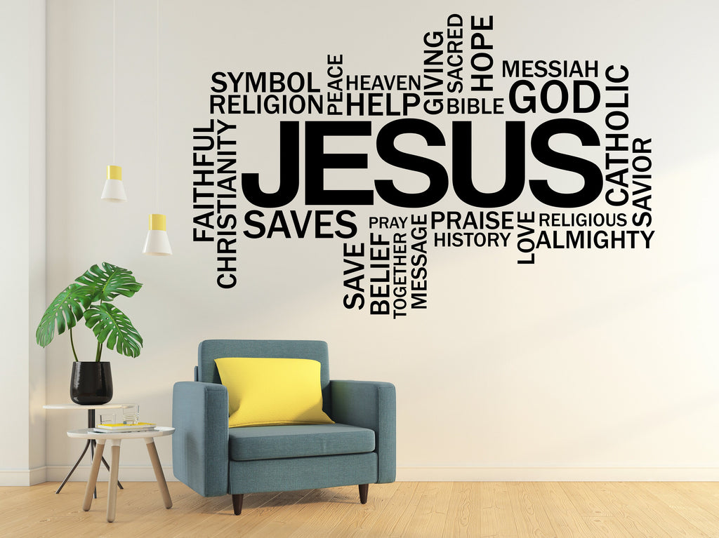 Jesus Word CLoud, Religious Wall Sign, Christian Wall Words, Church Sanctuary Wall Art, Church Wall Decor, Religious Wall Art 309LU
