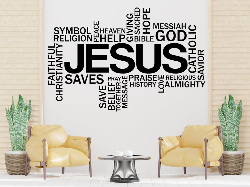 Jesus Word CLoud, Religious Wall Sign, Christian Wall Words, Church Sanctuary Wall Art, Church Wall Decor, Religious Wall Art 309LU