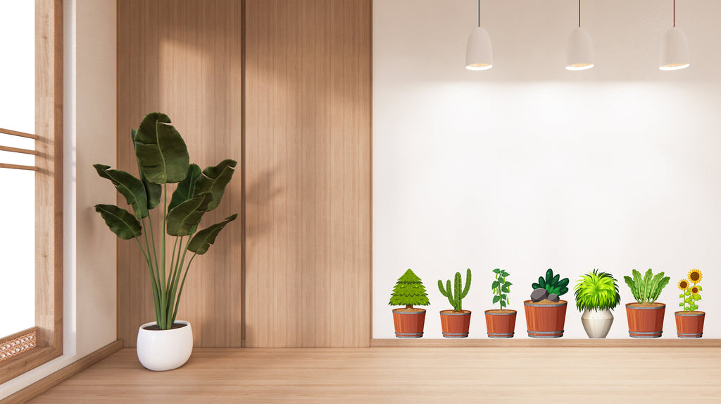 Plant potted wall stickers, Plants Pots wall vinyl sticker decal, Plants wall decoration, Flower plant wall decal, Living Room decor 335LU