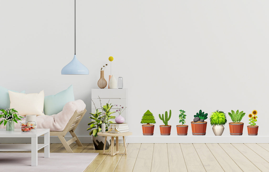Plant potted wall stickers, Plants Pots wall vinyl sticker decal, Plants wall decoration, Flower plant wall decal, Living Room decor 335LU
