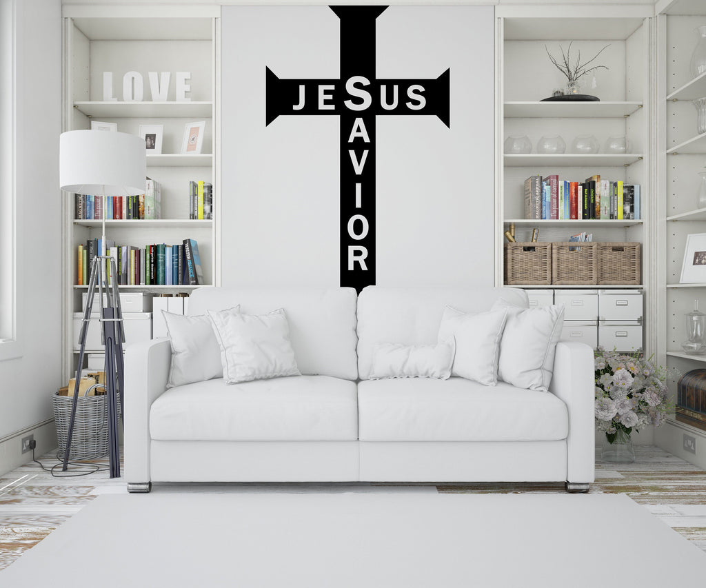 Jesus Savior Christian Religious Cross Wall Sign, Christian Wall Words, Church Sanctuary Wall Art Church Wall Decor Religious Wall Art 313LU