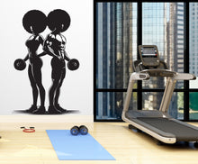 Load image into Gallery viewer, Couple Afro Gym Wall Decal Fitness Wall Art Decor Crossfit Wall Decal Crossfit Gift Home Gym Wall Sticker Motivational Wall Decal 232RS