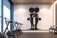 Load image into Gallery viewer, Couple Afro Gym Wall Decal Fitness Wall Art Decor Crossfit Wall Decal Crossfit Gift Home Gym Wall Sticker Motivational Wall Decal 232RS
