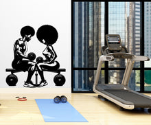 Load image into Gallery viewer, Couple Afro Gym Wall Decal Fitness Wall Art Decor Crossfit Wall Decal Crossfit Gift Home Gym Wall Sticker Motivational Wall Decal 232RS