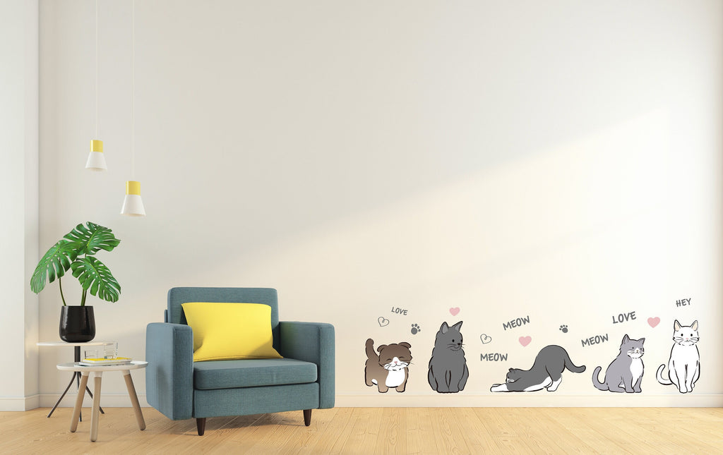 Cat wall decals, Grooming wall decor, Veterinary decals, Pet lover gift, Pet shop cat house wall vinyl decal, Pet wall vinyl decal 340LU