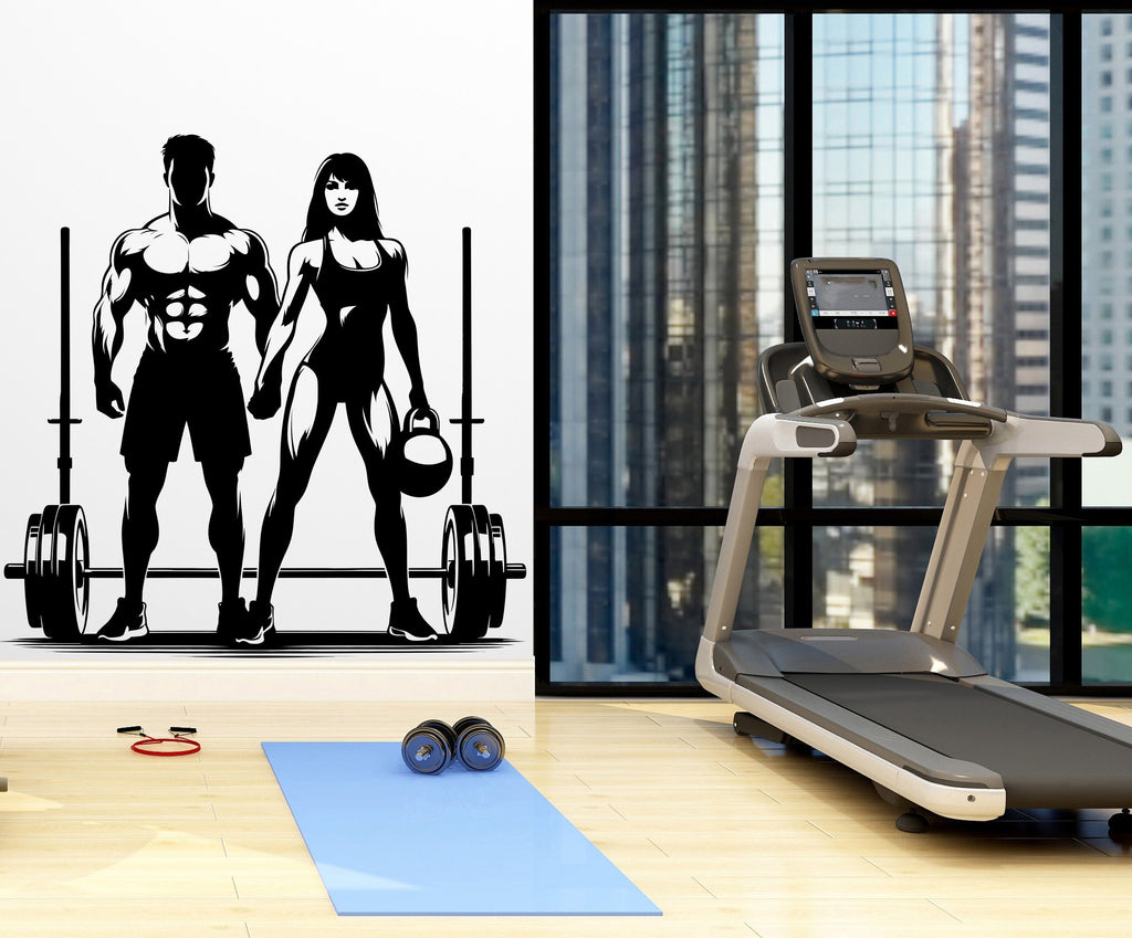 Couple Gym Wall Decal Fitness Wall Art Decor Crossfit Wall Decal Crossfit Gift Home Gym Wall Sticker Motivational Wall Decal 236RS