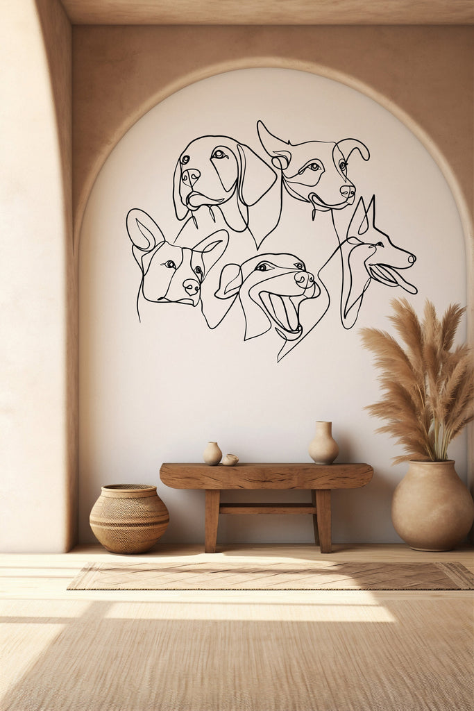 Dogs Line Art wall decal, Grooming Wall Decor, Veterinary Decals, Pet Lover Gift, Pet Shop Dog Wall Vinyl Decal, Pet Wall Vinyl Decal 342LU