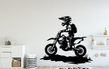 Load image into Gallery viewer, Little Boy Motocross Wall Decal, Bike Wall sticker, Motocross wall art Kids room Decal Nursery wall decal 048DE