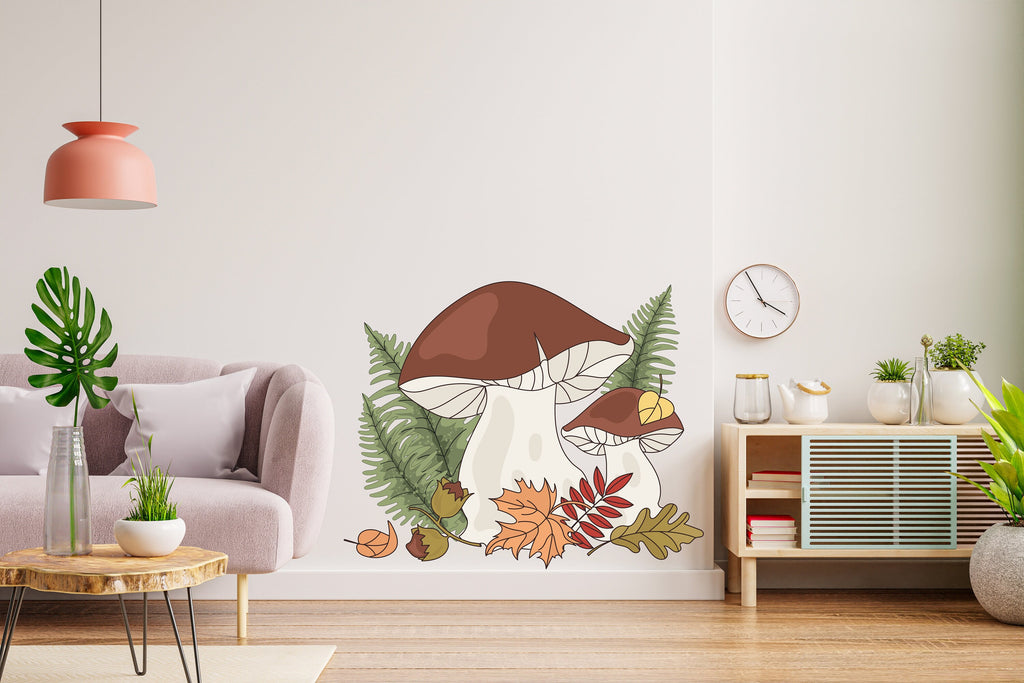 Woodland Mushroom Wall Decals, Woodland Nursery Decor, Kids Room Wall Art, Forest Wall Decor, Big Mushroom Decal, Wall Decal for Kids 345LU